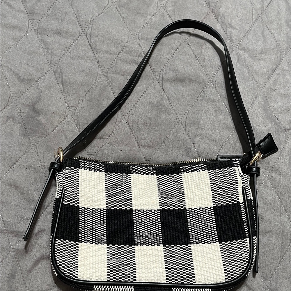 Forever 21 Black and White Checkered Shoulder Bag